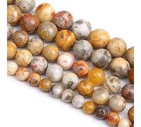 6MM 60PCS Yellow Crazy Lace Agate Beads Natural Stone Spacer Loose Beads for Jewelry Making DIY Bracelet Necklace