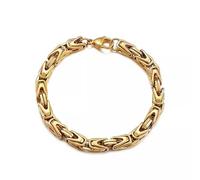 6mm 8'' Strong Gold Chain Bracelet Stainless steel Byzantine Chain Bangle
