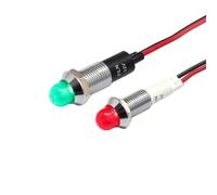 6mm 8mm 10mm 12mm 14mm 16mm Metal LED Indicator Light 12V 24V 110V 220V Warning Waterproof IP67 Signal Lamp Pilot Wires Red(BW-1,6,12V-24V Green)