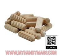 6mm 8mm 10mm Air dried Hardwood Wooden Dowels Chamfered Fluted Pin Wood Dowels