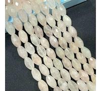 6MM 8MM Faceted Natural Stone Rice Shape Tiger Eye Turquoises Agates Jades Spacer Beads for Jewelry Making DIY Necklace Bracelet-Rose Quartz-8X12mm About 16pcs