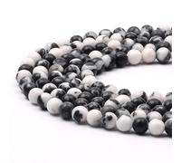 6mm Black White Jasper Round Gemstone Beads, 60-65pcs Loose Smooth Healing Power Stone Beads for Bracelet Necklace Jewellery Making and DIY Crafts, 1 Strand 15.5"