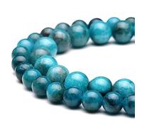 6mm Blue Apatite Polished Round Smooth Stone Beads, Genuine for Bracelet Necklace 15 Inch