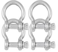 6mm Bow Shackle A4 316 Marine Grade Stainless - Pack of 4 | Wide rounded bow with screw pin. Connects rope, chain, anchor, wire. Boat, sailing, deck, rigging, anchor, marine hardware.