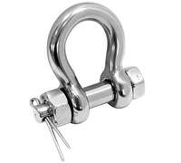6mm Bow Shackle with Safety pin - Load Rated - 0.5 Tonne - A4 (Marine Grade) Stainless - 2 Pack