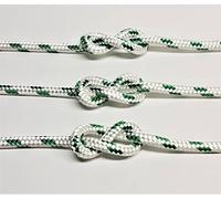 6mm Braid on Braid Polyester Rope Boat Yacht Dinghy Halyard Sheet Rigging Spinnacker Double Braid (White with Green Fleck, 15mt)