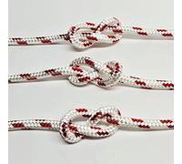 6mm Braid on Braid Polyester Rope Boat Yacht Dinghy Halyard Sheet Rigging Spinnacker Double Braid (White with Red Fleck, 10mt)