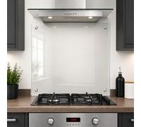 6mm Clear Glass Kitchen Splashback - Toughened Heat-Resistant Safety Glass, Polished Edges, Pre-Drilled Holes & Chrome Mirror Screw Fixings, Hob & Cooker Wall Protector (60 x 55cm)