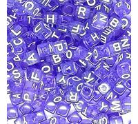 6mm Cube Acrylic Colourful Letters, Alphabets Beads 100pcs/bag (Purple)