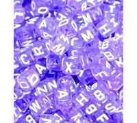 6mm Cube Acrylic Colourful Letters, Alphabets Beads 500pcs/bag (Purple)