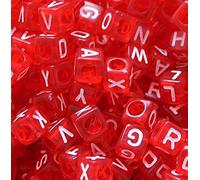 6mm Cube Acrylic Colourful Letters, Alphabets Beads 500pcs/bag (red)