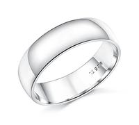 6mm D-Shape Heavy Weight Sterling Silver Wedding Band Ring In Sizes Complete With Gift Box (T)