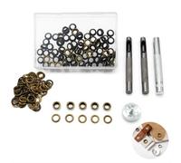 6mm Eyelet Punch Kit, 100 Sets Antique Bronze Grommets with Tools | For Leather, Fabric, Belts And Bag Repairs; Includes Metal Base, Two Hole Punches, Setter And Storage Box