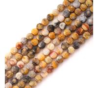 6mm Faceted Natural Crazy Agate Stone Beads Coin Disc Gemstone Spacer Beads for Jewelry Making DIY Bracelet Necklace