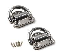6mm Folding Pad Eye 316 Stainless Steel Lashing Ring Heavy Duty D Ring Tie Down anchor come with screws (Pack of 2)
