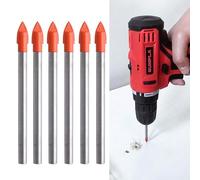 6mm Glass and Tile Drill Bit Set,10 Pcs Tungsten Carbide Drill Bits for Mirrors, Porcelain, Ceramic Tile, Aluminium, Plastic and Wood, Industrial Strength Glass Drill Bit