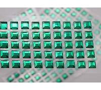 6mm Green LQ09 Square Self Adhesive Acrylic Rhinestones Plastic Face Gems Stick On Body Jewels for DIY Cards and Invitations Crafts Bling Sticker - 5 Sheets - 250PCS
