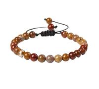 6mm Handmade Natural Gemstone Braided Knot Stone Bead Bracelet Rope Adjustable -01 Fighting Blood jasper