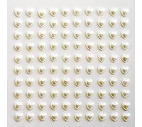 6mm Ivory Pearl Resin Heart Self Adhesive Diamante Rhinestone Gem Craft Stickers - 100 per Sheet