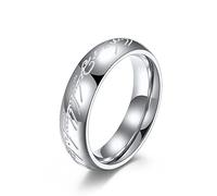 6mm Lord of The Rings Ring for Men and Women Gold Silver Magic Ring Luminous Glow Ring Glowing in The Dark Wedding Band Comfort Fit, 4 UK, Metal, No Gemstone