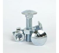 (6mm) M6 x 35mm Coach Cup Square Carraige Bolts with Hex Nut Steel Bright Zinc Plated - DIN 603/555 - (Pack of 100pcs)