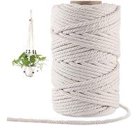 6mm Macrame Cord, 165 Feet Thick Cotton Macrame Rope for Wall Hanging Planters Hangers Knitting Home DIY Crafting Decoration (Beige)