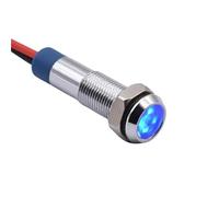 6mm Metal LED Indicator Signal Motorcycle 12-24V DC AC Light Wire Red Green Blue Amber White 1Pcs(Blue)