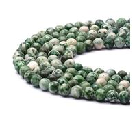 6mm Moss Jade Round Natural Gemstone Beads, 60-65pcs Loose Smooth Healing Power Stone Beads for Bracelet Necklace Jewellery Making and DIY Crafts, 1 Strand 15.5"