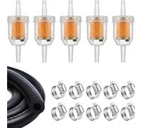 6mm Motorcycle Inline Fuel Filter Kit, 1/4" Universal Fuel Filter with Magnet,1m Fuel Line & 10 Hose Clamps for Motorcycle Pocket Bikes Lawn Mowers Small Tractors