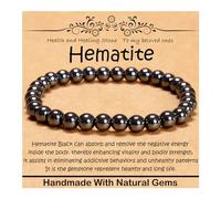 6mm Natural Healing Gemstone Bracelet Handmade Yoga Stretch Elastic Bracelet Stress Relief Crystal Jewelry for Men and Women (6mm, Hematite)