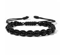 6MM Natural Quartzs Stone Braided Bracelet For Women Men Adjustable Black Rope Wrap Bracelet Rhodonite
