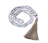 6Mm Natural Rhodonite Crystal Gemstone Necklace for Men Women|108 Mala Prayer Beads Wrap Bracelet with Tassel Meditation Chork Amulet Jewelry Gifts Rhodonite