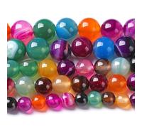 6MM Natural Stone Colorful Stripe Agate Energy Healing Round Loosefor Jewelry Making Bracelet 120pcs 2 Strands 32"
