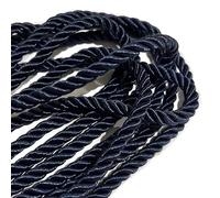 6mm Navy Blue Metallic Twisted Cord - Strong All-Purpose Rope, Soft Cotton Polyester Blend, 3 Strand for Crafting, Upholstery, Trim, Curtain Tieback, Decoration (20 Meters)