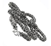 6mm Necklace for Women Men, Vintage Thai Silver Double Dragon Necklace Silver Chain for Men Necklace Available in 18/20/22/24/26/28/30 Inches(50cm)