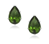 6MM Pear/Teardrop Cut CZ Birthstone Stud Earrings/Ear Studs for Women - 925 Sterling Silver - Emerald Green