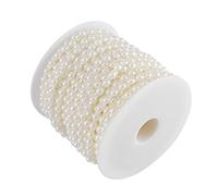 6mm Pearl Beads Cotton Line Chain, 25M/Roll Elegant Ivory Pearl Trim Garland String for Christmas Cheer Wedding Party Home Decoration Craft (Beige)