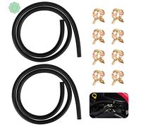 6mm Petrol Pipe 2Pcs Motorcycle Fuel Pipe Black Fuel Pipe Fuel Hose 1/4 Fuel Hose Line Petrol Pipe Fuel Hose Rubber 1/4 Fuel Hose with 8Pcs Hose Clamp Petrol Hose Tool Kit for Motor, Car, Tractor