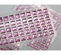 6mm Pink LQ03 Square Self Adhesive Acrylic Rhinestones Plastic Face Gems Stick On Body Jewels for DIY Cards and Invitations Crafts Bling Sticker - 5 Sheets - 250PCS