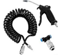 6mm Quick Connect Air Blow Tool Kit for Truck Seats - T-Type Pneumatic Duster with Spiral Hose & Nozzles for Cab Cleaning(Black)