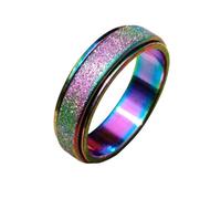 6mm Rainbow Titanium Coated Stainless Steel Spinner Ring | Iridescent Fidget Ring | Anxiety Ring | Stress Relief Meditation Ring