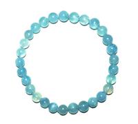6MM Real Aquamarine Bracelets for Women Men Natural Beaded Stretch Bracelets for Meditation | Balance Emotion | Love & Peace | Birthstone of March Pisces | fits for small wrist size about 6-6.5 inch