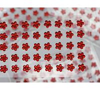 6mm Red LQ17 Flower Self Adhesive Acrylic Rhinestones Plastic Face Gems Stick On Body Jewels for DIY Cards and Invitations Crafts Bling Sticker - 5 Sheets - 250PCS