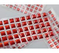 6mm Red LQ17 Square Self Adhesive Acrylic Rhinestones Plastic Face Gems Stick On Body Jewels for DIY Cards and Invitations Crafts Bling Sticker - 5 Sheets - 250PCS