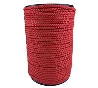 6mm Red Polypropylene Braided Poly Rope Cord x 200 Metre Strong String