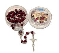 6mm Rosary Beads with Pope Leo XIV Red Rose Scented Wooden Cross Necklace (1)