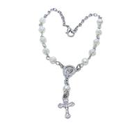 6mm Rose Beaded Rosary Bracelets Pendants Bracelets for Woman Girl Catholicism Prayer Religious Jewelry