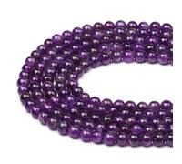 6mm Round Amethyst Deep PurpleGemstone Beads, 60-65pcs Loose Smooth Healing Power Stone Beads for Bracelet Necklace Jewellery Making and DIY Crafts, 1 Strand 15.5"