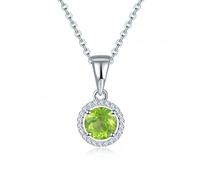 6mm Round Chrome Diopside Silver Pendant Genuine Gemstone Solid Chain Fine Elegant Women Jewelry