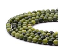 6mm Round Green Jade Gemstone Beads, 60-65pcs Loose Smooth Healing Power Stone Beads for Bracelet Necklace Jewellery Making and DIY Crafts, 1 Strand 15.5"
